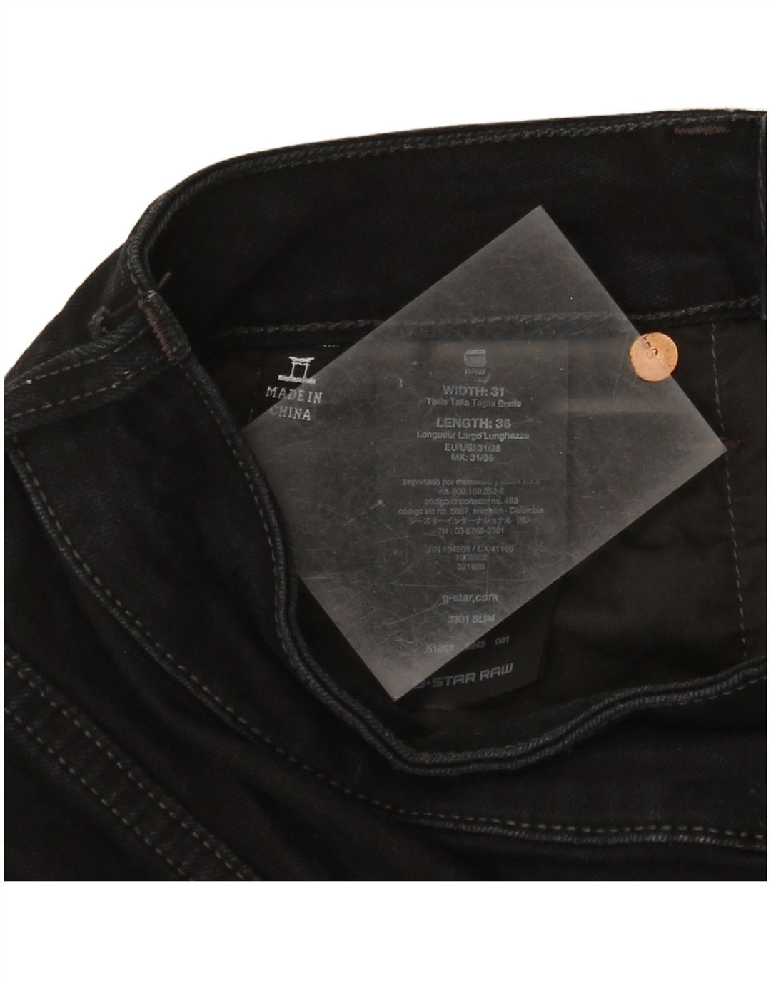 G-Star Herre 3301 Slim Jeans W31 L36 Sort Bomuld