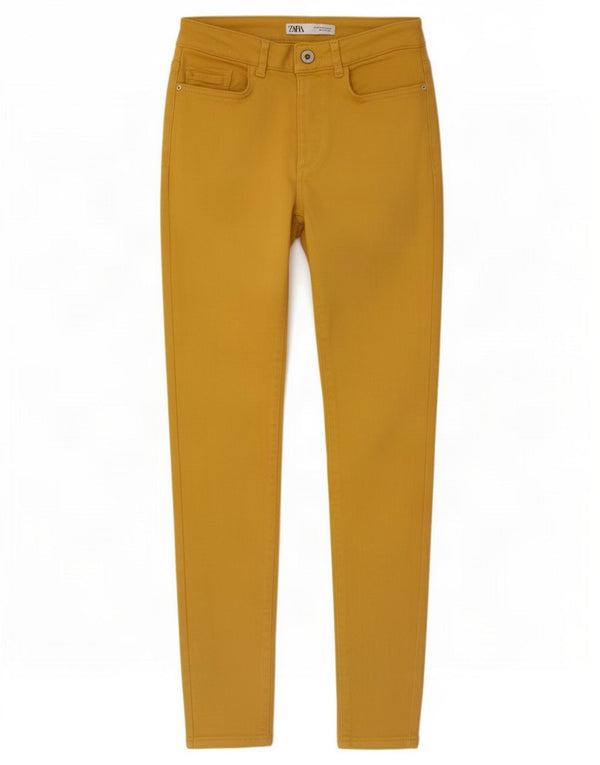 Zara Dame Skinny Jeans EU 34 2XS W24 L28 Gul Bomuld