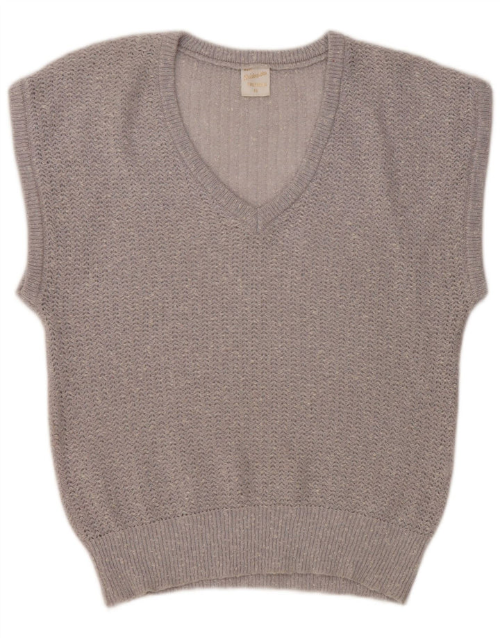 Strickmoden Dame Loose Fit Vest Tank Top EU 40 Medium Sølv