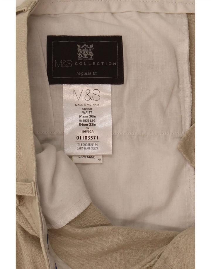 Marks & Spencer Herre Regular Fit Chinobukser W36 L33 Beige hør