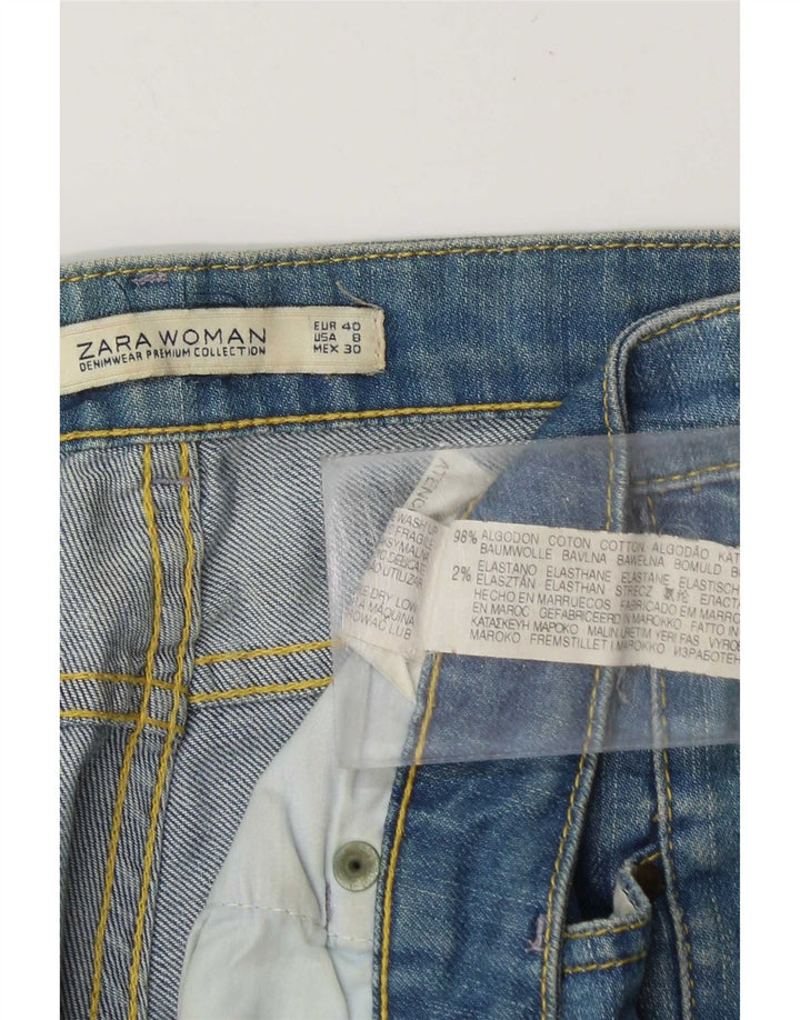 Zara Dame Distressed Straight Jeans EU 40 Medium W30 L29 Blå Bomuld
