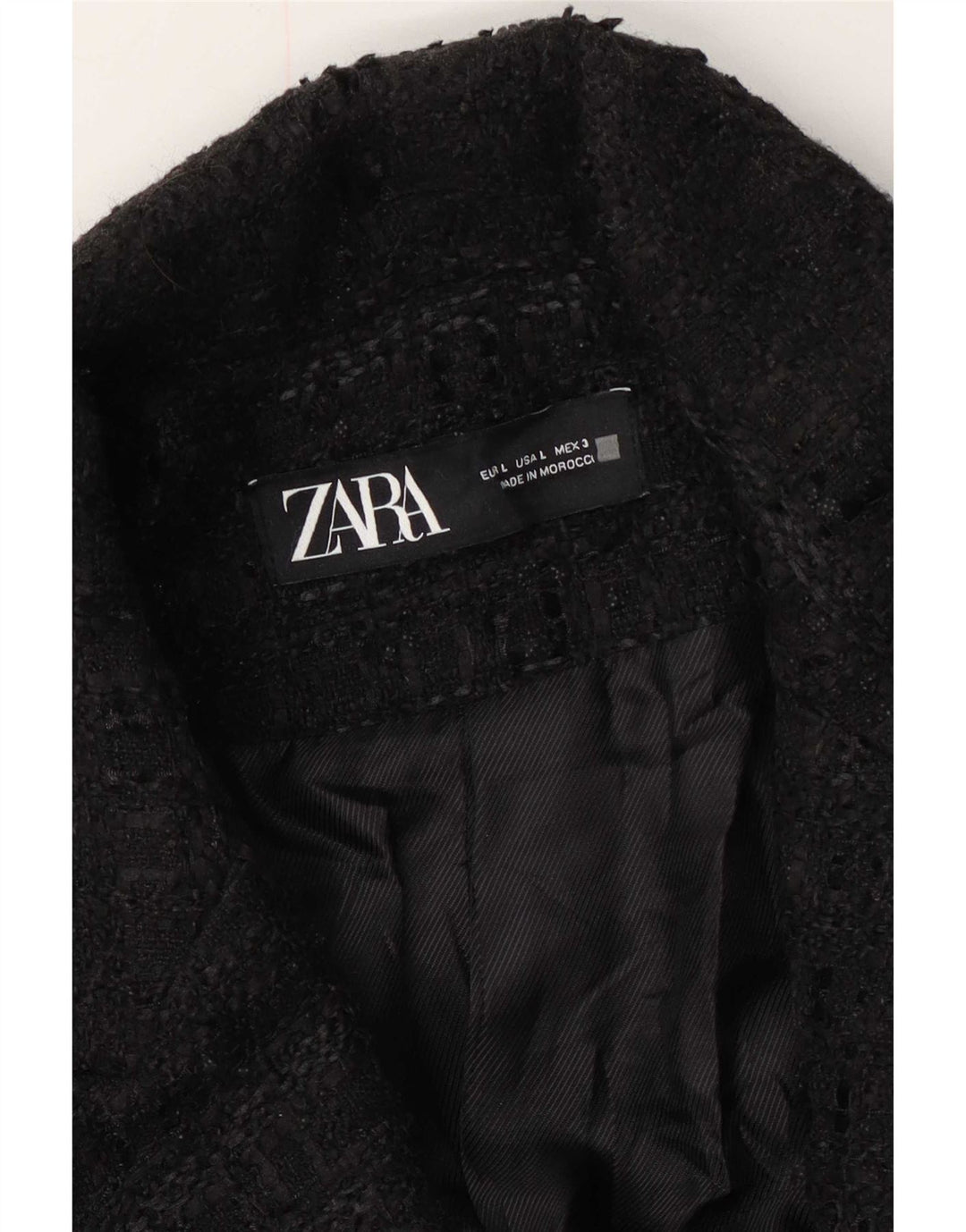Zara Dame Overfrakke UK 16 Large Black Flecked