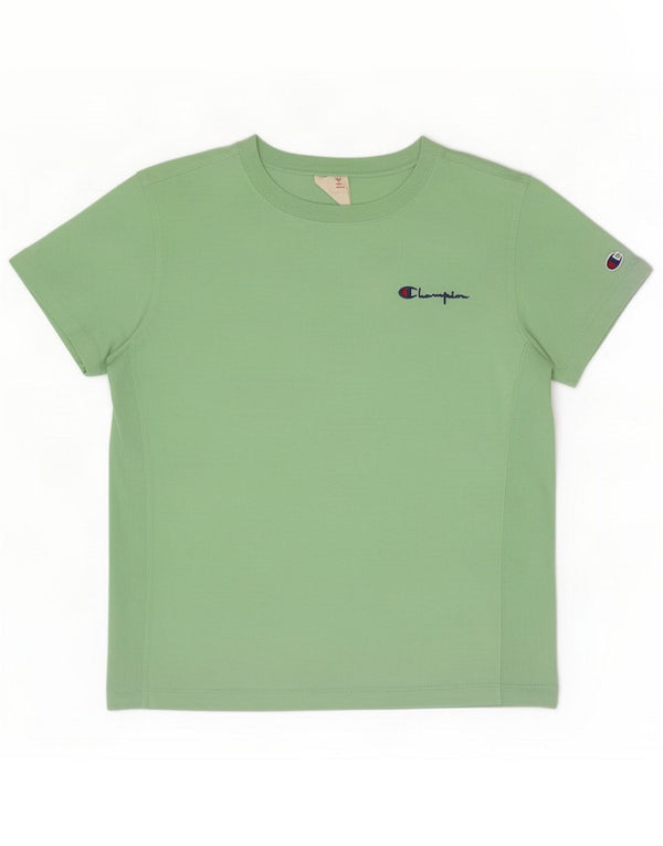 Champion Dame T-Shirt Top UK 14 Medium Green Cotton
