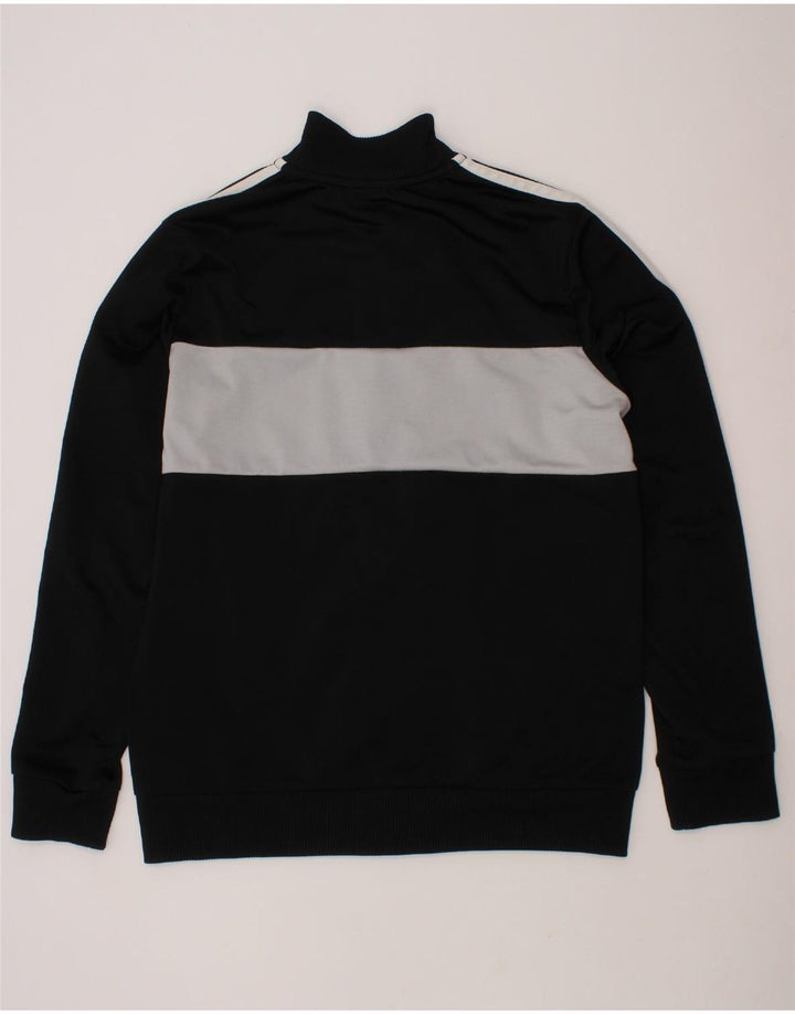 ADIDAS Boys Tracksuit Top Jacket 11-12 Years Black Colourblock Polyester