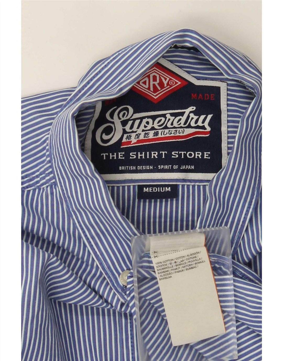 Superdry herreskjorte mellemblå nålestribet bomuld