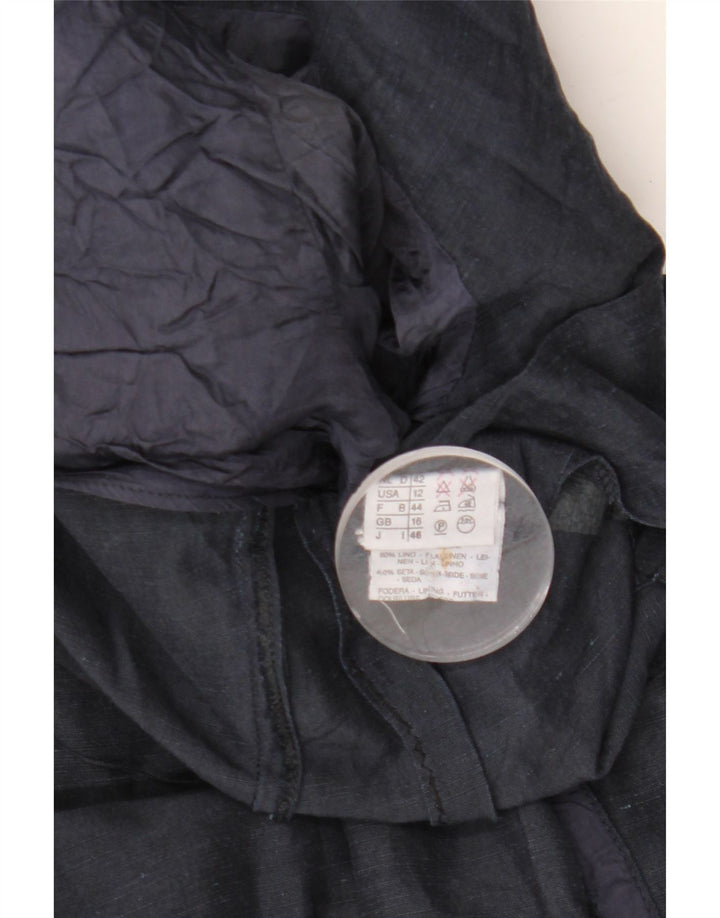 Vintage dame kortærmet 4-knaps blazerjakke UK 16 Large Navy Blue