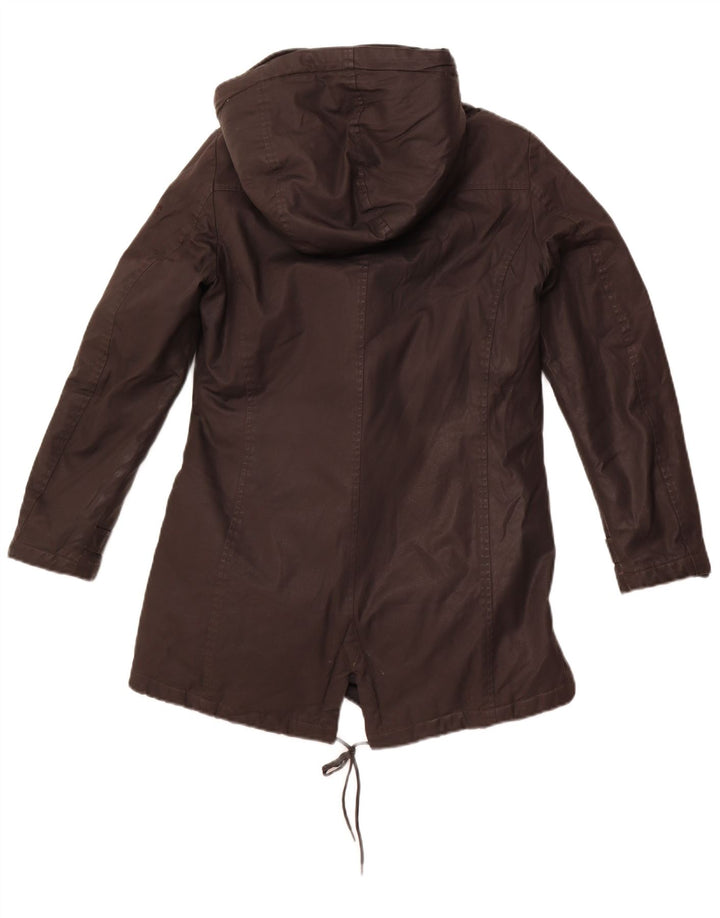 WOOLRICH Parkajakke med hætte til kvinder UK 14 Medium Brun Polyester