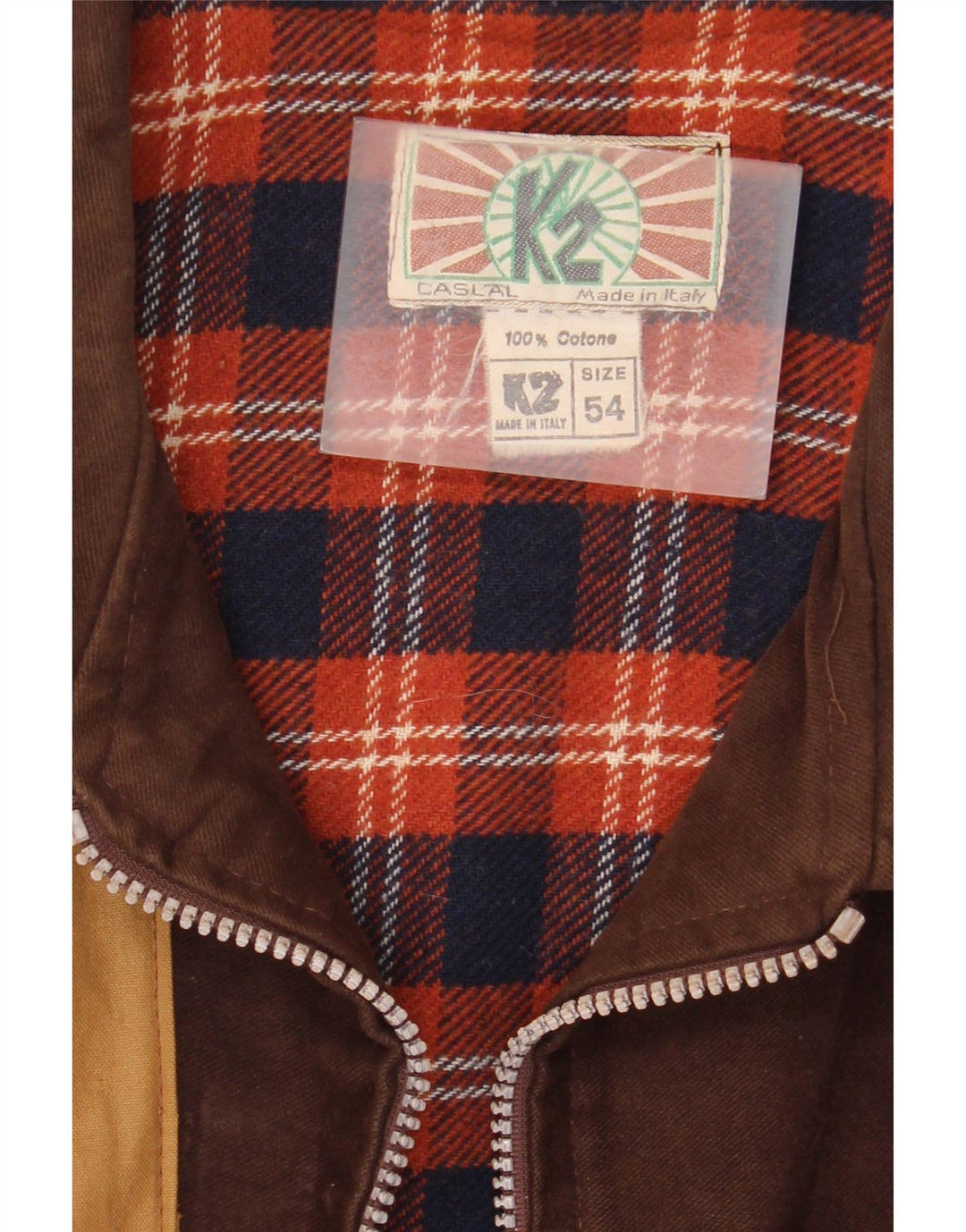 Vintage Herre Windbreaker Jacket IT 54 2XL Brun Colourblock Bomuld