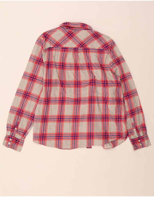 J. Crew Womens Boy Fit Flanelskjorte UK 18 XL rød ternet bomuld