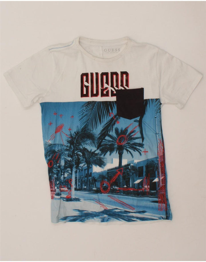 GUESS Womens Graphic T-Shirt Top UK 14 Medium White Cotton Vintage Guess and Second-Hand Guess from Messina Hembry 