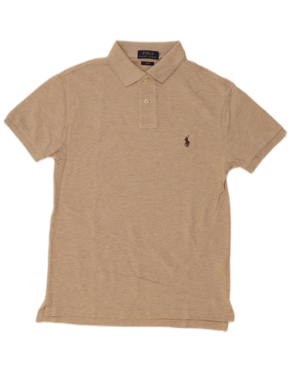 POLO RALPH LAUREN Herre Slim Fit Polo Shirt Lille Beige Flecked Bomuld
