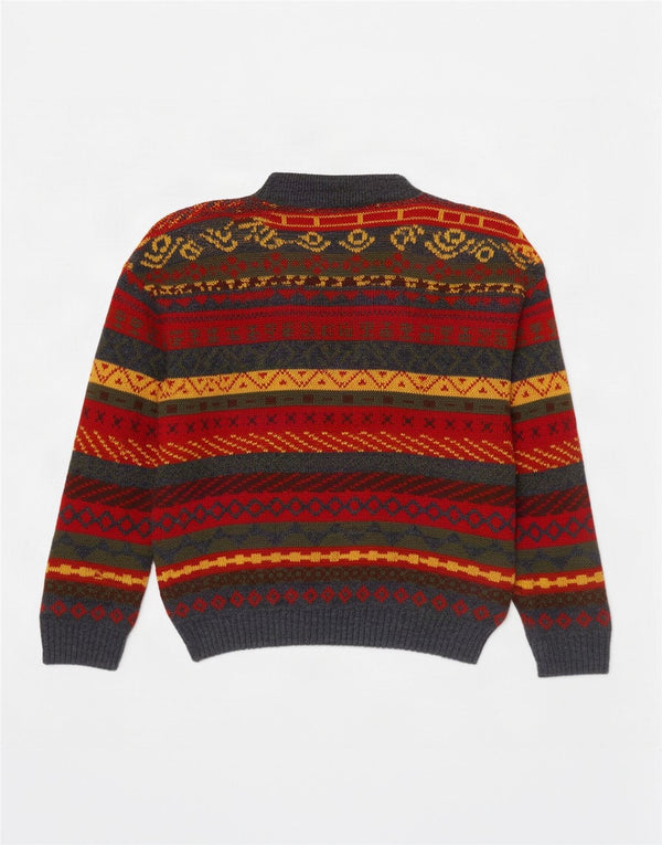 Vintage mænd med rund hals sweater medium flerfarvet Fair Isle