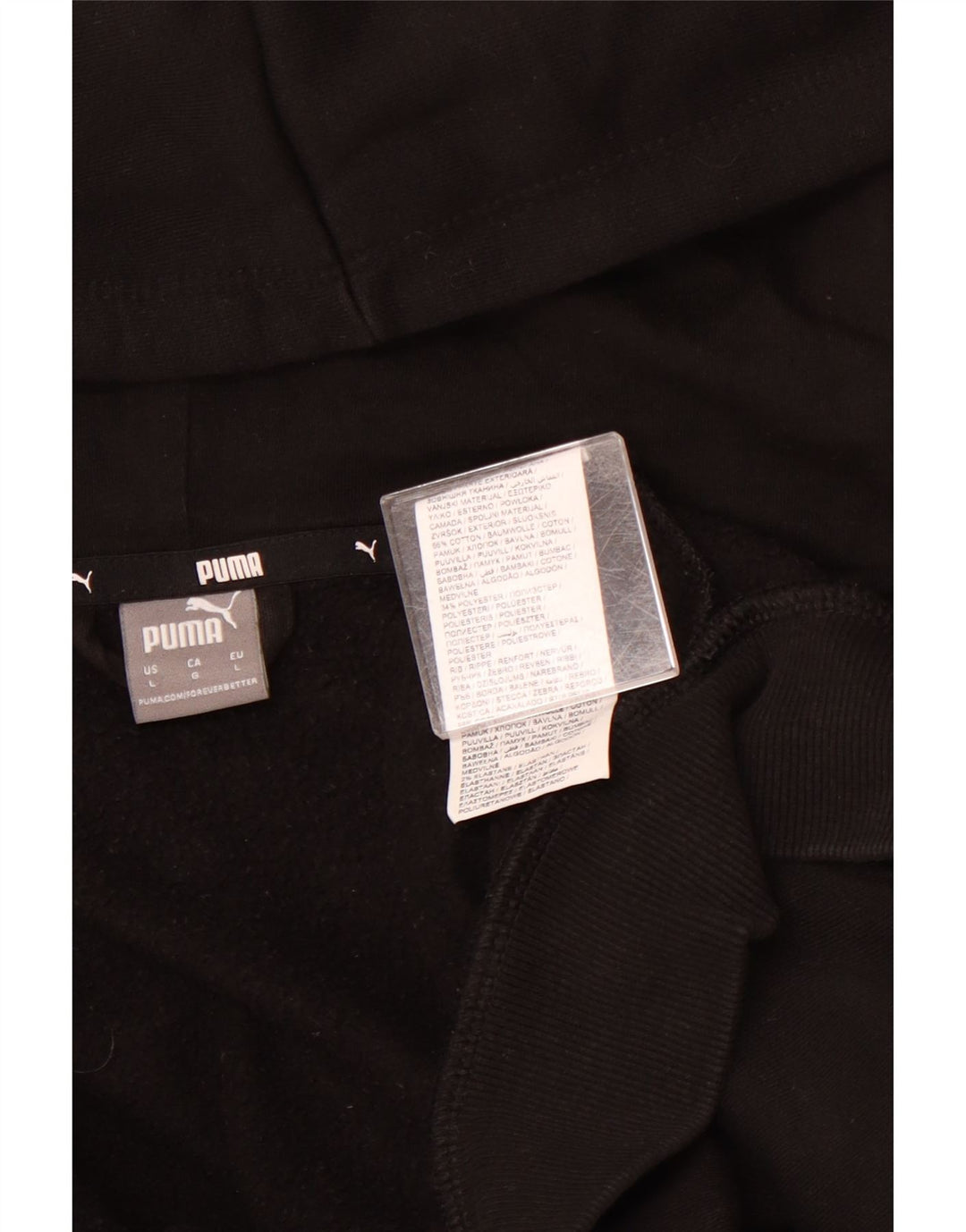 PUMA Grafisk hættetrøje med lynlås til kvinder UK 16 Stor sort bomuld