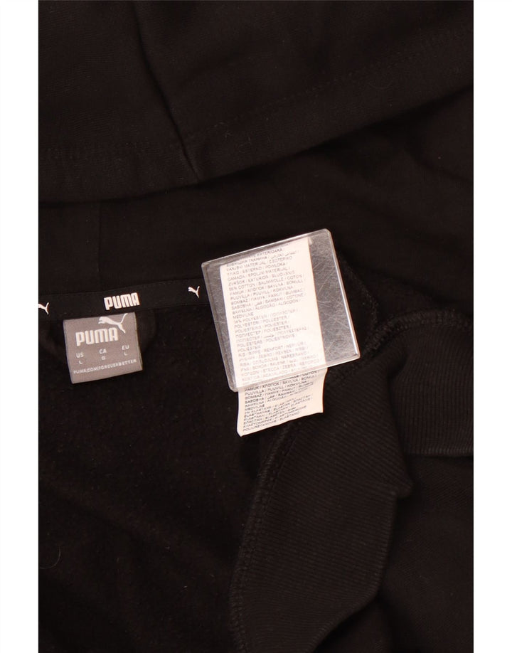 PUMA Grafisk hættetrøje med lynlås til kvinder UK 16 Stor sort bomuld