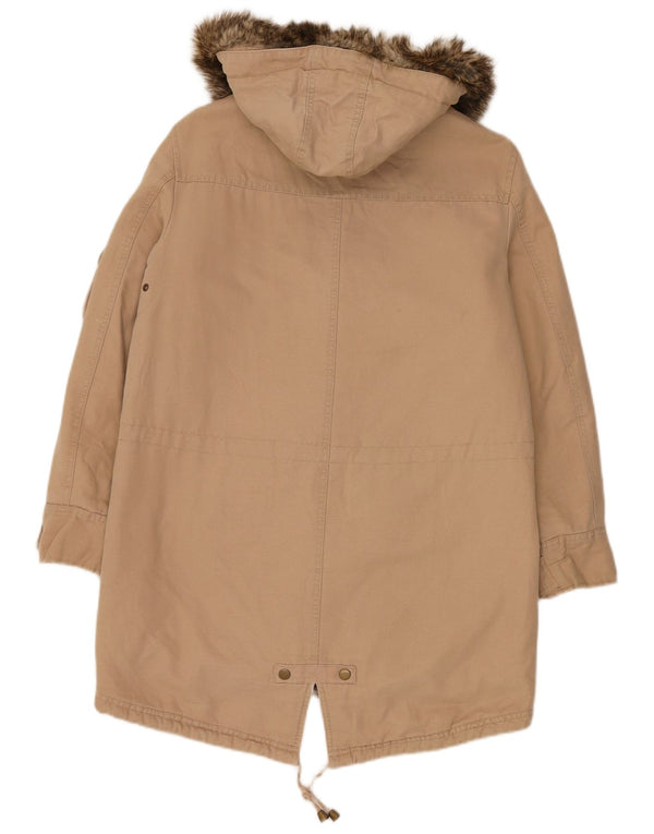 Marks & Spencer Dame Hætte Oversized Parka Jacket UK 10 Small Beige
