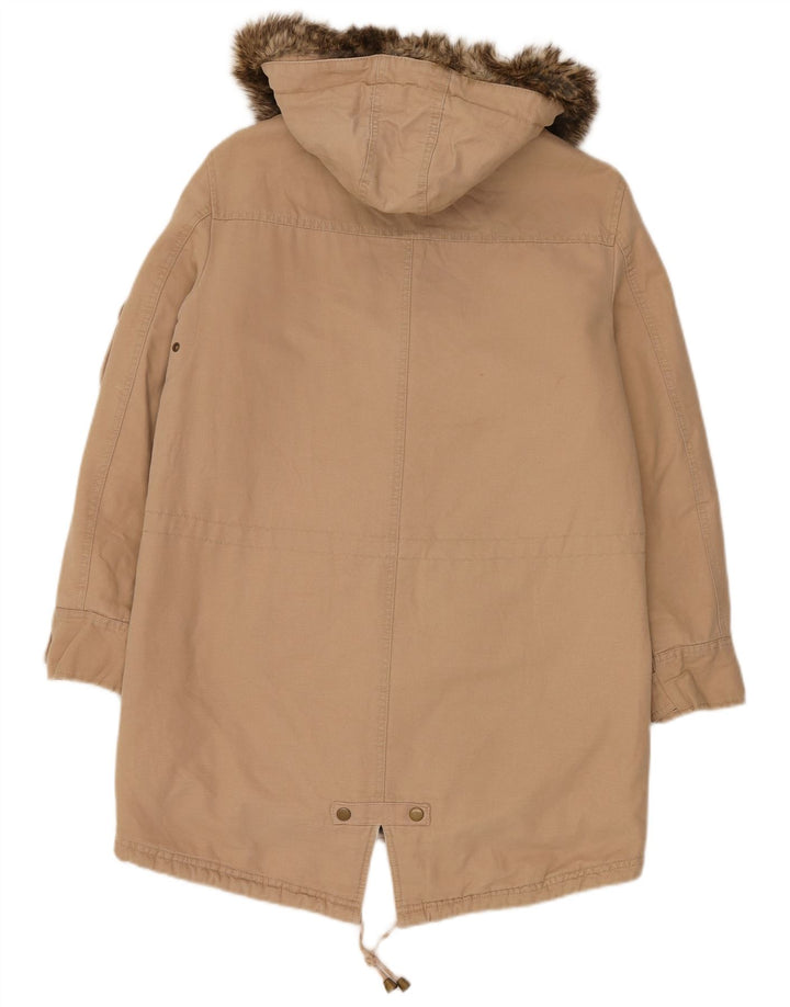 Marks & Spencer Dame Hætte Oversized Parka Jacket UK 10 Small Beige