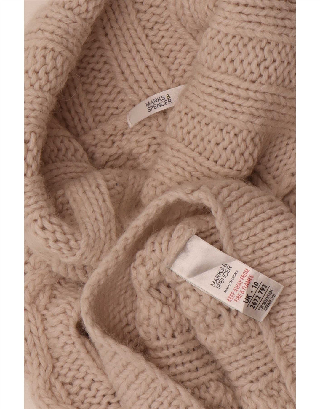 Marks & Spencer Dame Roll Neck Jumper Sweater UK 10 Small Beige Acryl