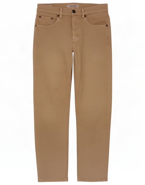 SIVIGLIA Slim cropped bukser til mænd W30 L26 Beige Cotton