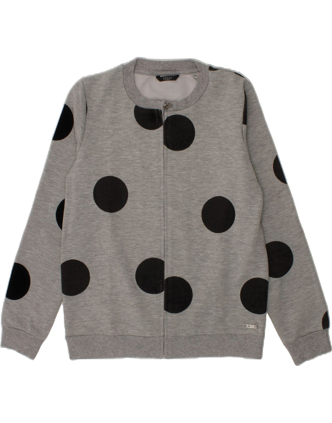 GUESS Girls Cardigan Sweater 11-12 Years Grey Polka Dot Polyester Vintage Guess and Second-Hand Guess from Messina Hembry 
