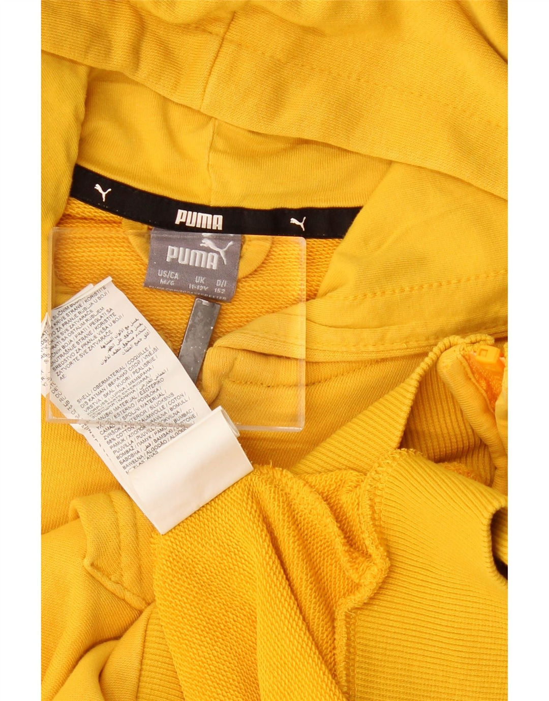 PUMA drenge grafisk hættetrøje med lynlås 11-12 år gul bomuld