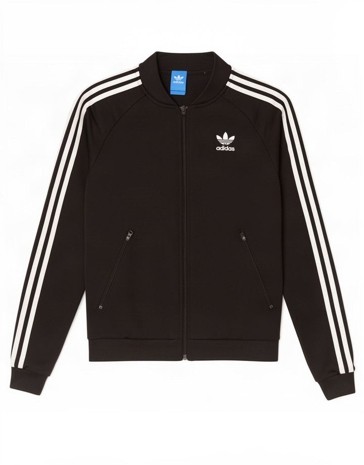 Adidas Dame Grafisk Træningsdragt Topjakke UK 8 Lille Sort Polyester