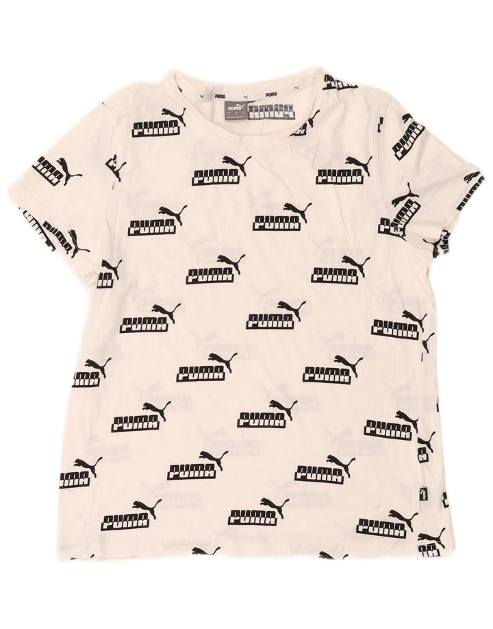 Puma Grafisk T-Shirt Top til kvinder DK 16 Stor Hvid
