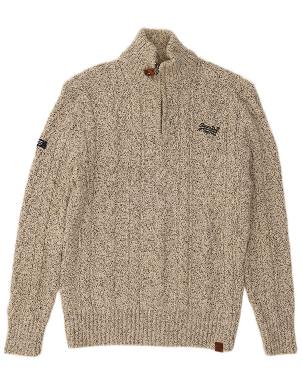 SUPERDRY Herre sweater med lynlåshals XL Beige Flecked Acryl
