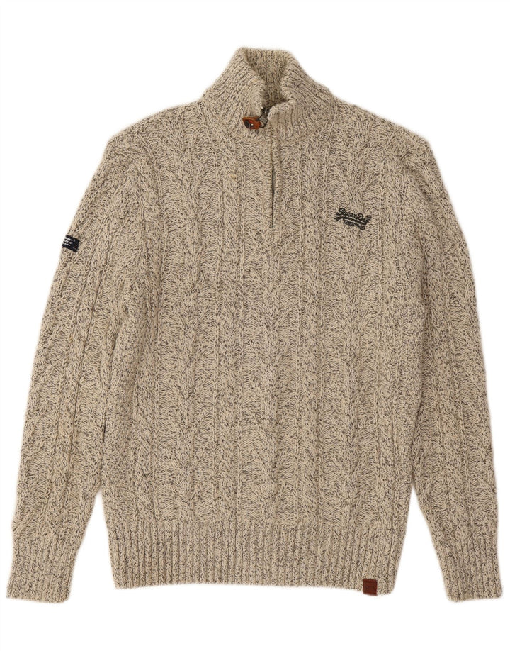 SUPERDRY Herre sweater med lynlåshals XL Beige Flecked Acryl