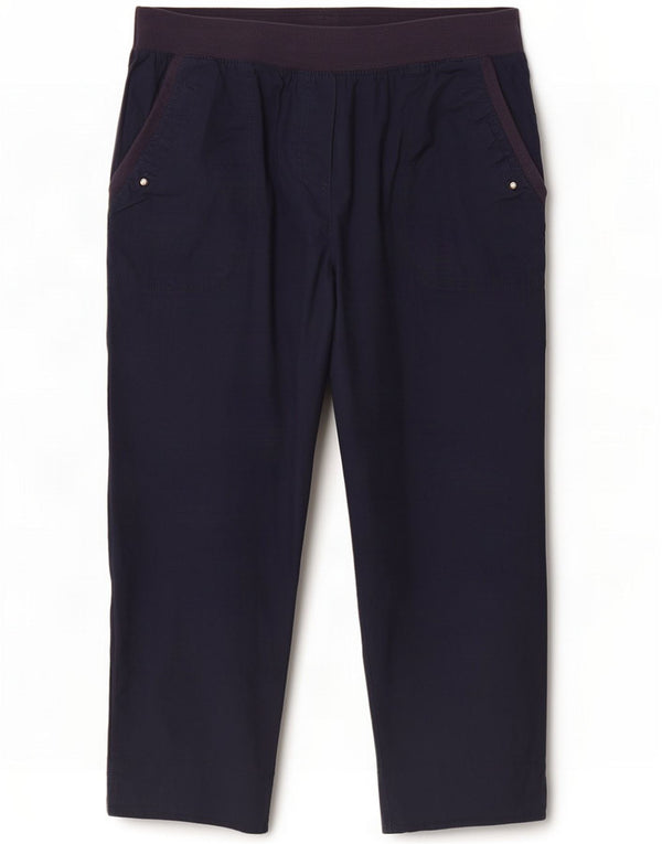 Marks & Spencer Dame Cropped Trousers UK 16 Large W34 L24 Navy Blue