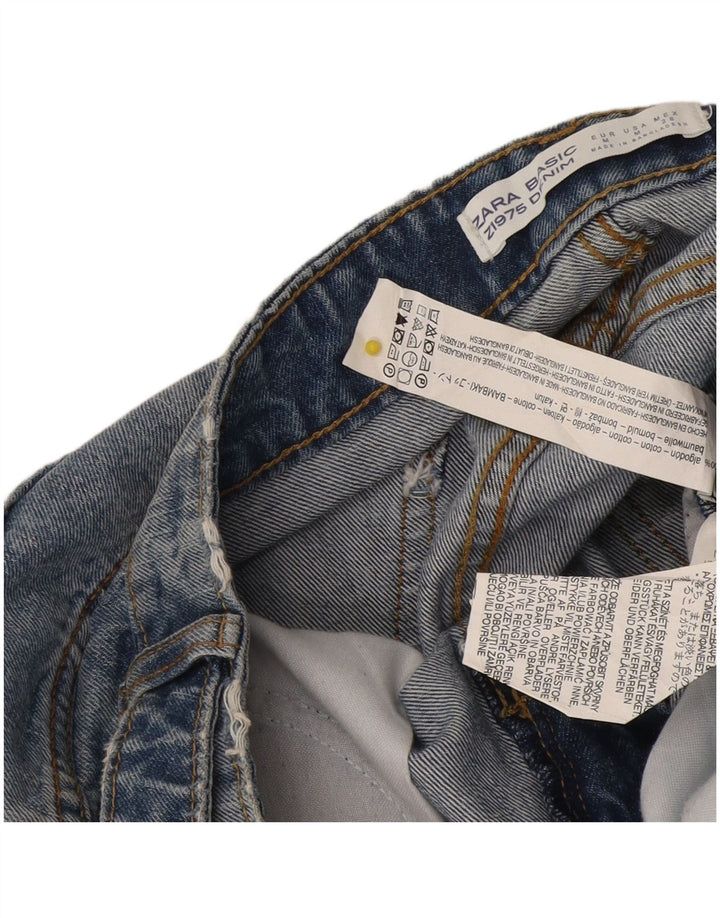 Zara Dame Z1975 Mini Denim Nederdel Medium W32 Blå Bomuld