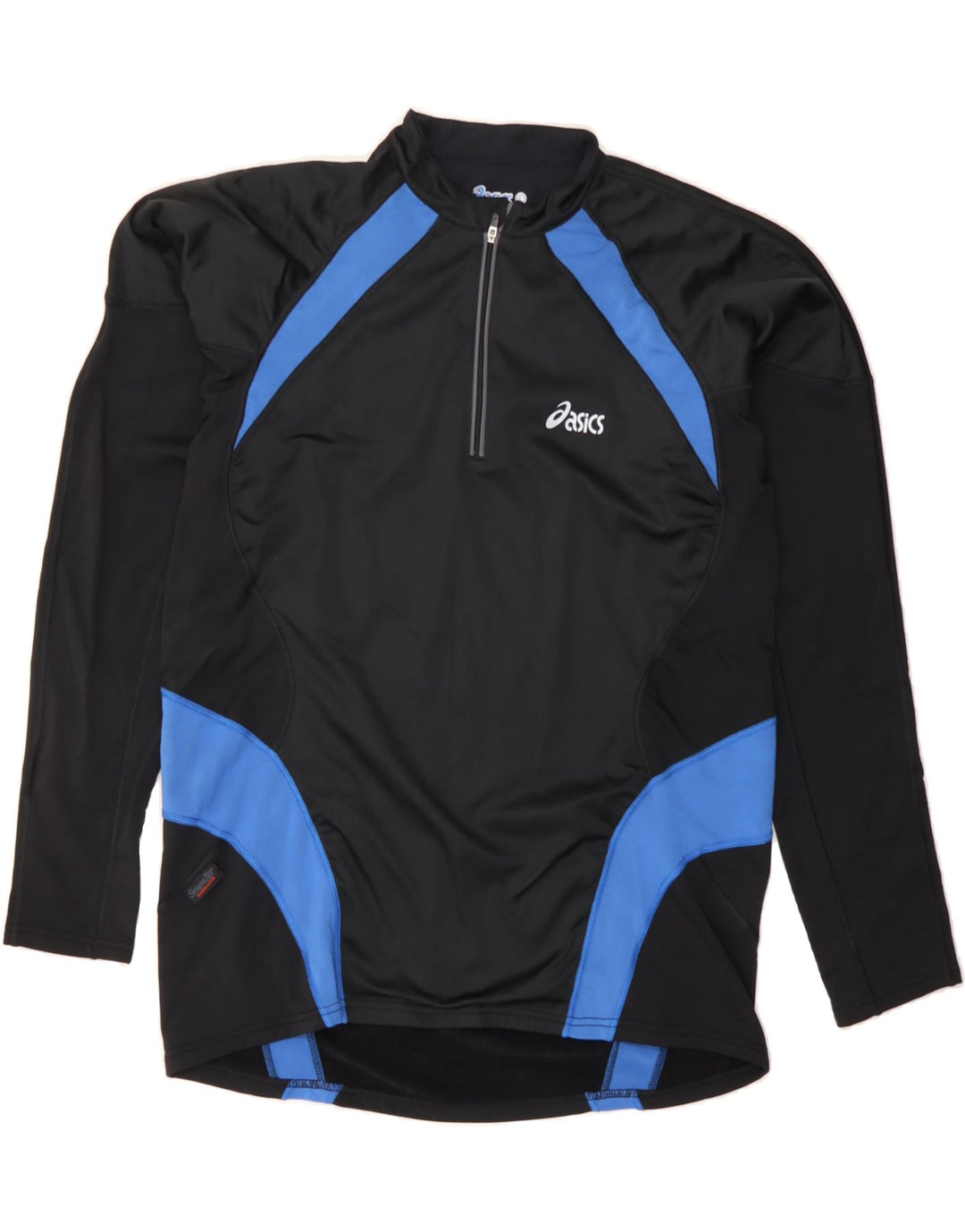 ASICS Mens Zip Neck Pullover Tracksuit Top Large Black Colourblock Nylon Vintage Asics and Second-Hand Asics from Messina Hembry 