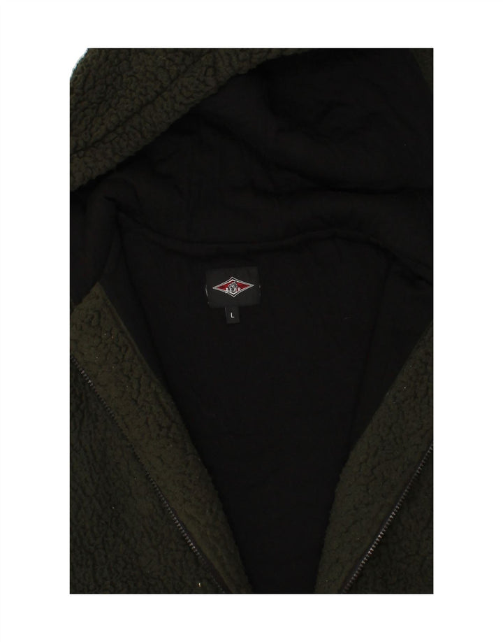 BEAR Womens Hooded Fleece Jacket UK 14 Large Khaki Polyester Vintage Bear and Second-Hand Bear from Messina Hembry 