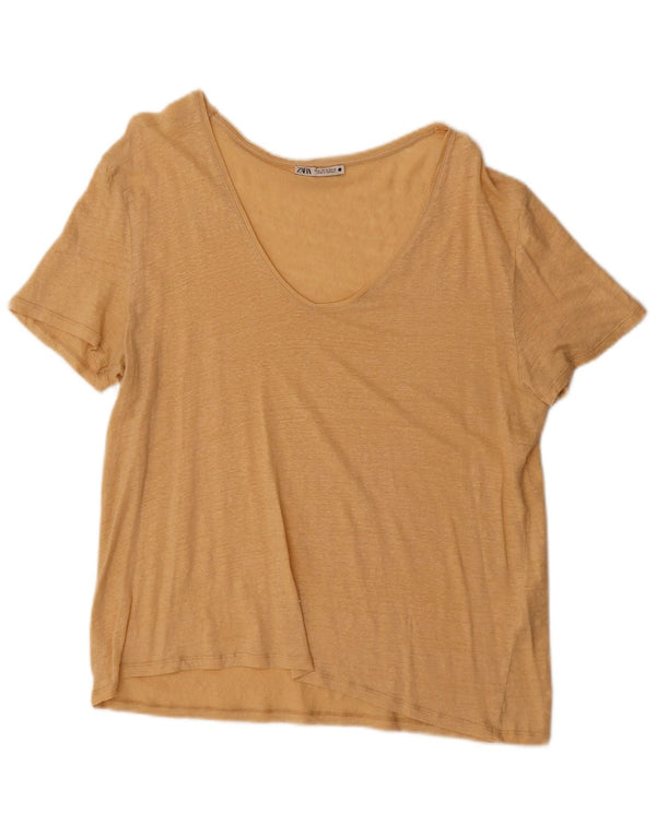 Zara Dame Loose Fit T-Shirt Top UK 18 XL Beige