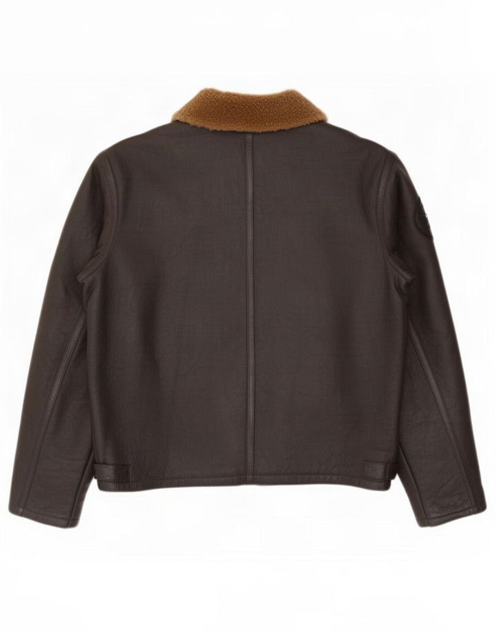 Vintage Herre Shearling Jacket UK 46 3XL Brunt fåreskind