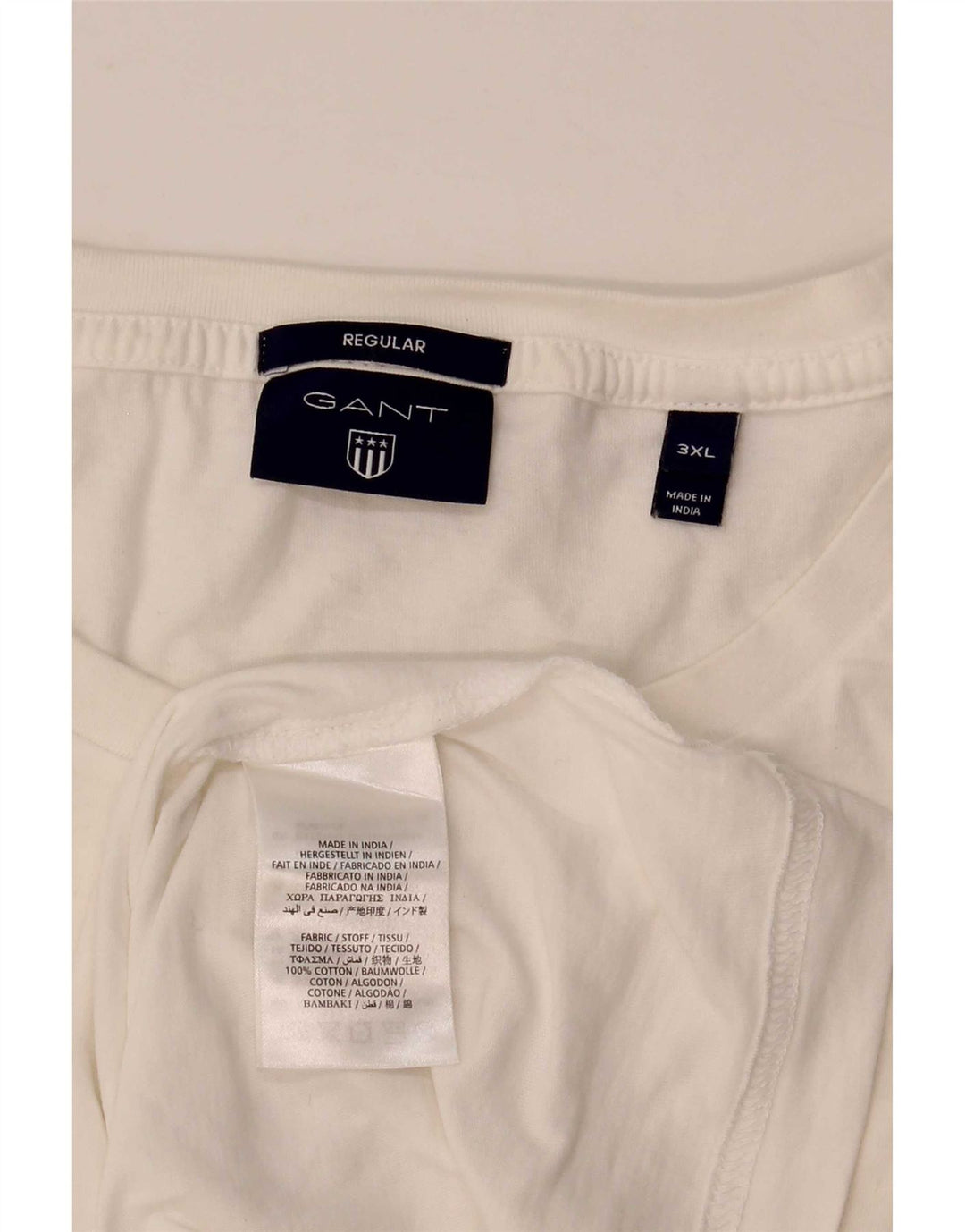 Gant Herre Regular Fit T-Shirt Top 3XL Hvid Bomuld
