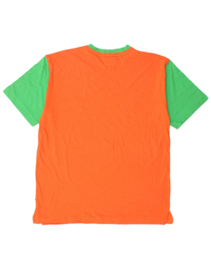 BENETTON Herre Mickey Mouse grafisk T-shirt Top Medium Orange Colourblock