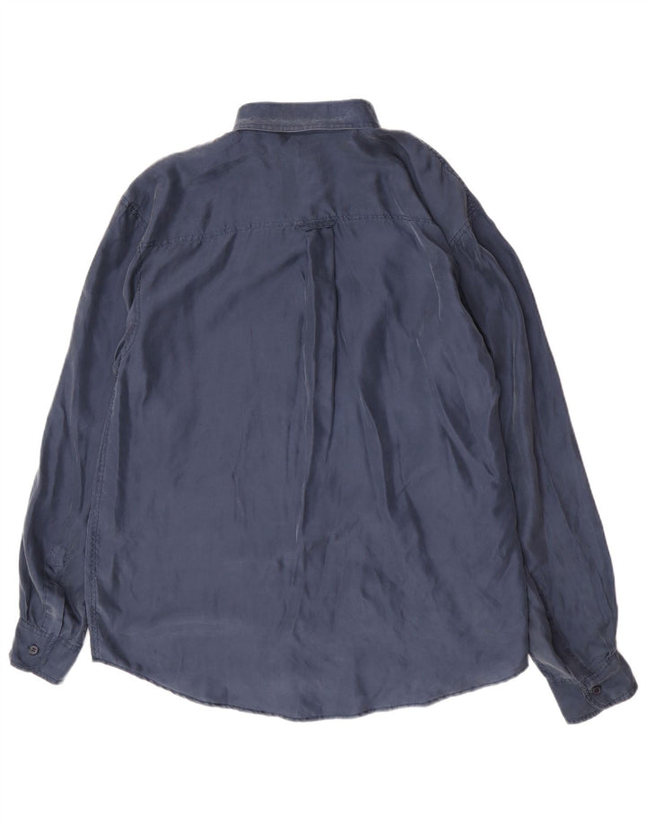 Vintage herreskjorte stor marineblå silke