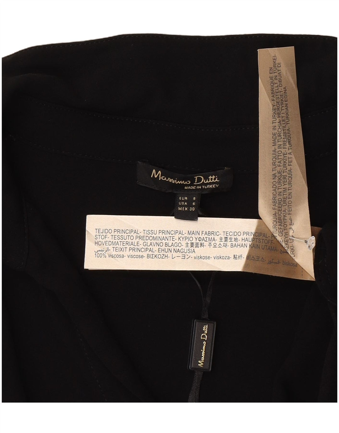 Massimo Dutti Dame Langærmet Bluse Top UK 10 Small Black Viscose