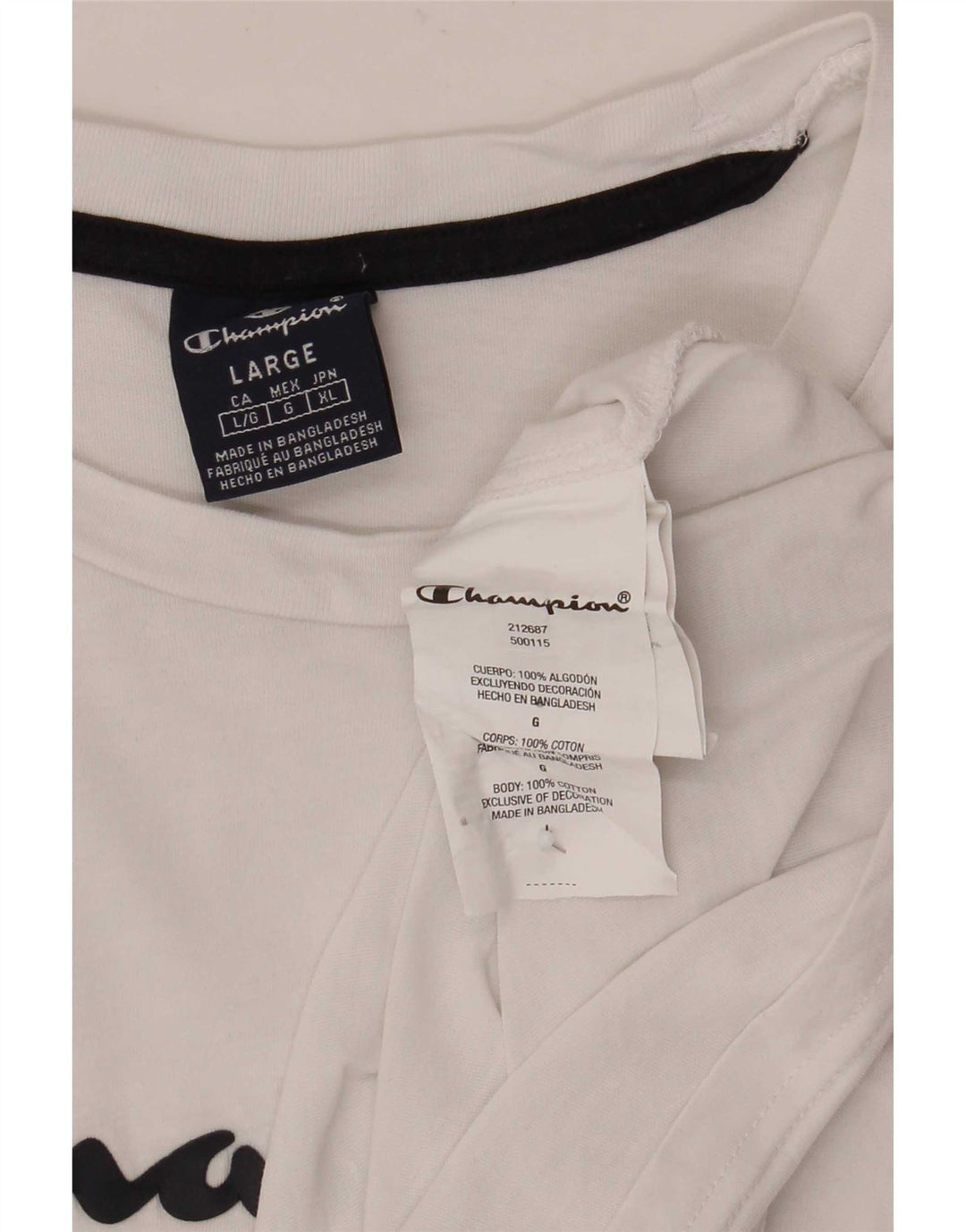 Champion Herre Grafisk T-Shirt Top Stor Hvid Bomuld