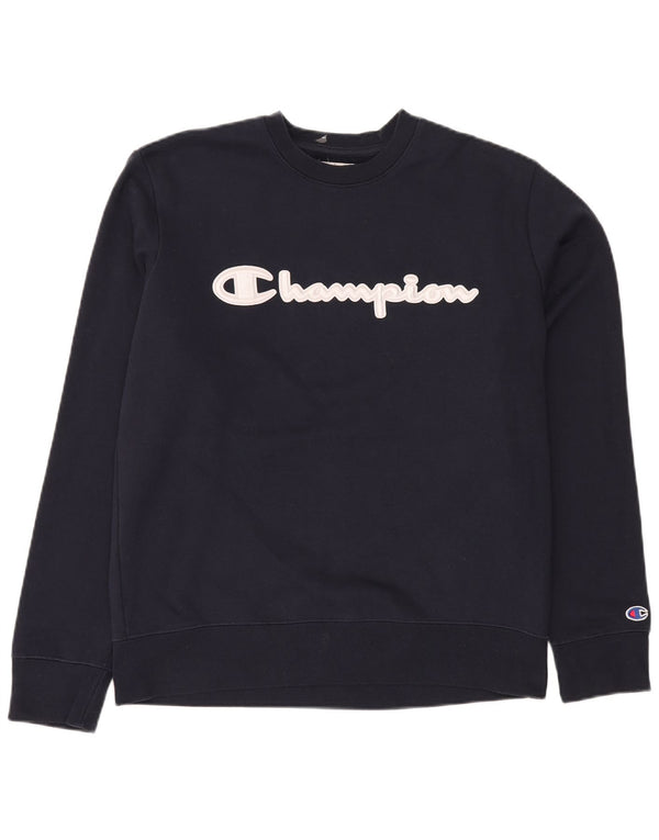 Champion Herre Elite Grafisk Sweatshirt Jumper Medium Sort Bomuld