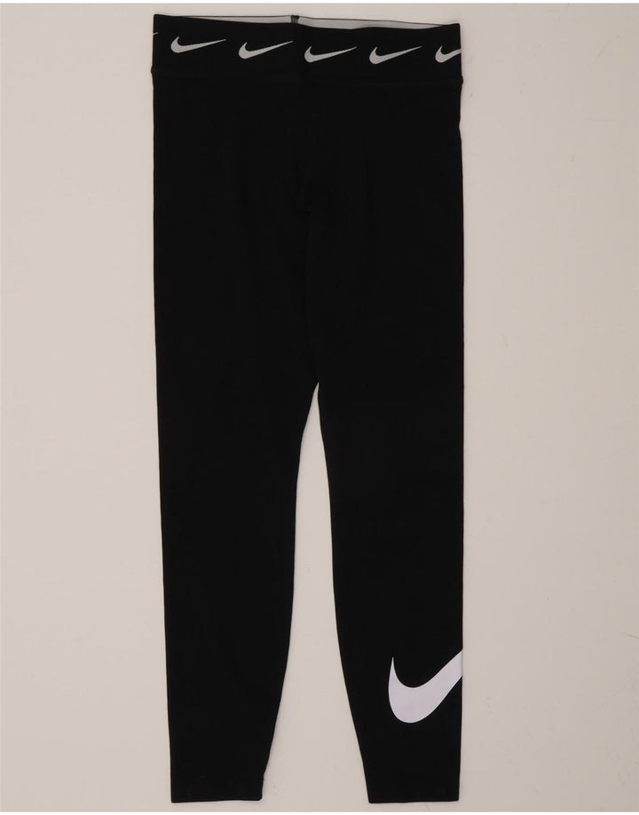 Nike Dame Grafiske Leggings UK 12 Medium Sort Bomuld