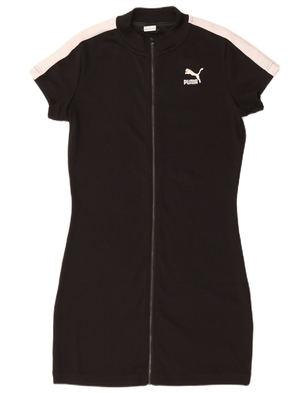 Puma Womens Full Zip Bodycon Dress UK 12 Medium Black Colourblock