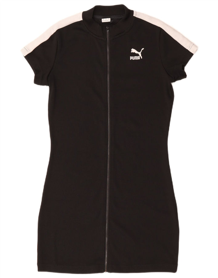 Puma Womens Full Zip Bodycon Dress UK 12 Medium Black Colourblock