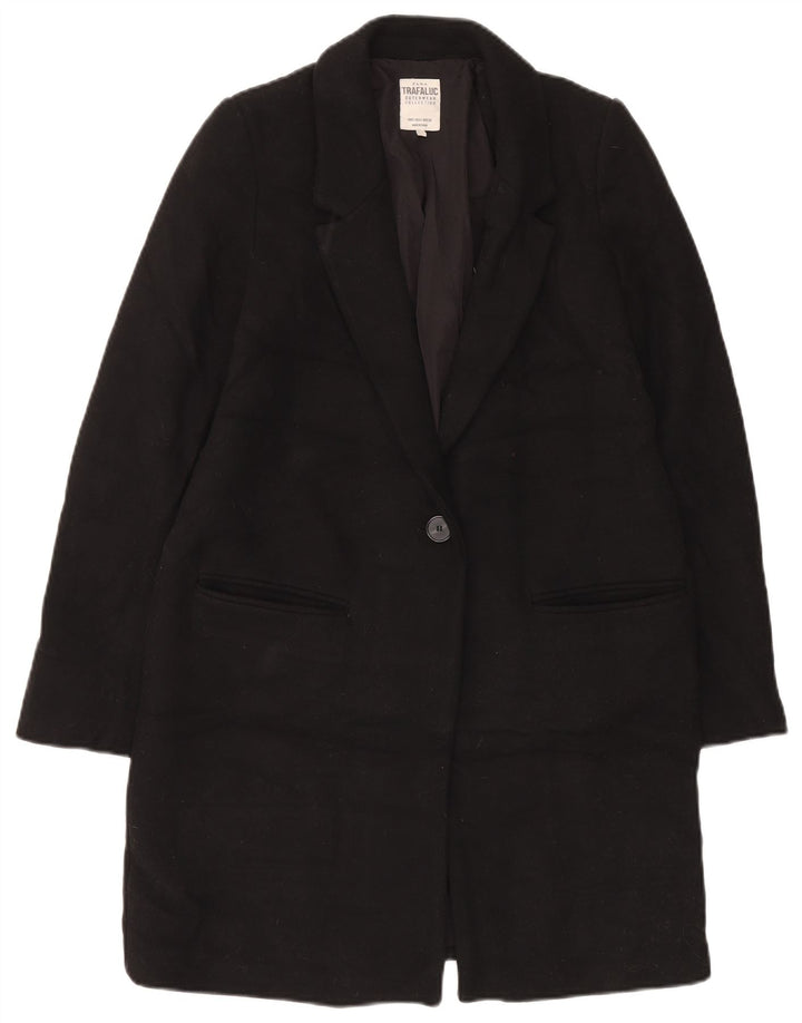 Zara Dame Overfrakke UK 10 Lille Sort Uld