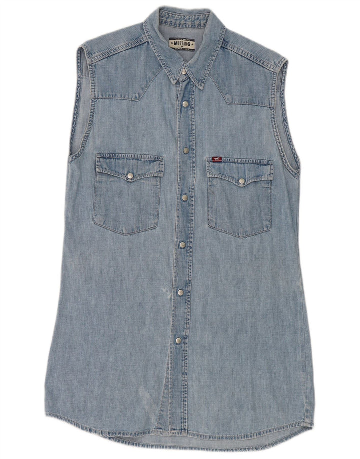 Mustang Dame Ærmeløs Denim Kjole UK 14 Medium Blue