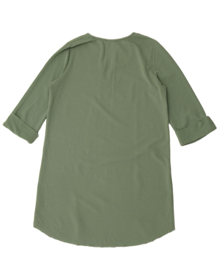 Zara Dame 3/4 ærmer Oversized Shift Dress UK 10 Small Green