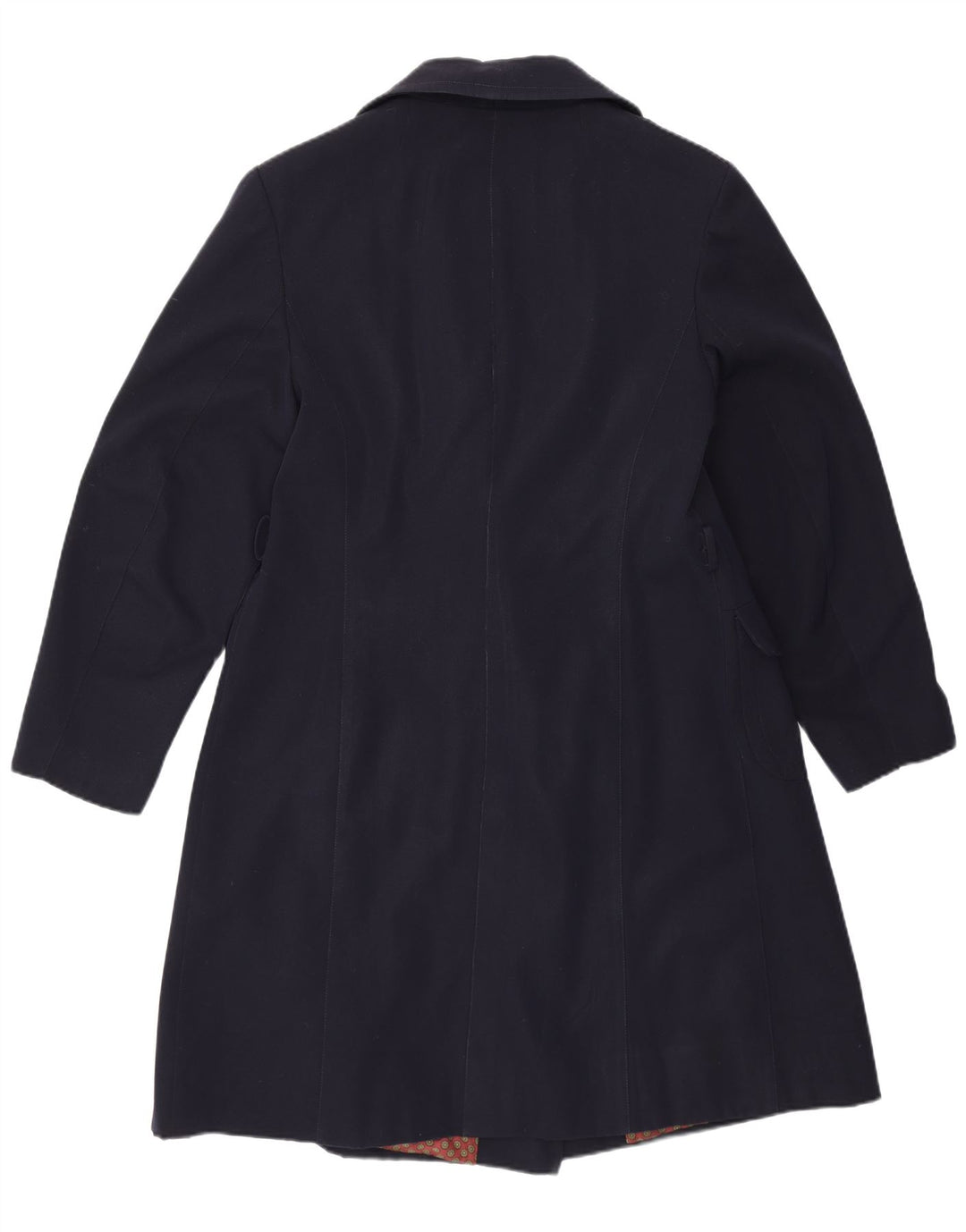 Vintage Dame Dobbeltradet Frakke UK 14 Medium Navy Blue Virgin Wool