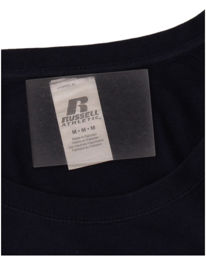 RUSSELL ATHLETIC Dame Sweatshirt Jumper UK 14 Medium Navyblå Bomuld