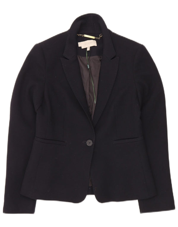 Hobbs Dame 1 Knap Blazer Jacket UK 8 Small Navy Blue Polyester