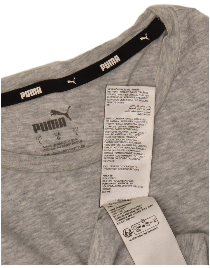 PUMA Grafisk T-shirt top til kvinder DK 16 Stor grå bomuld